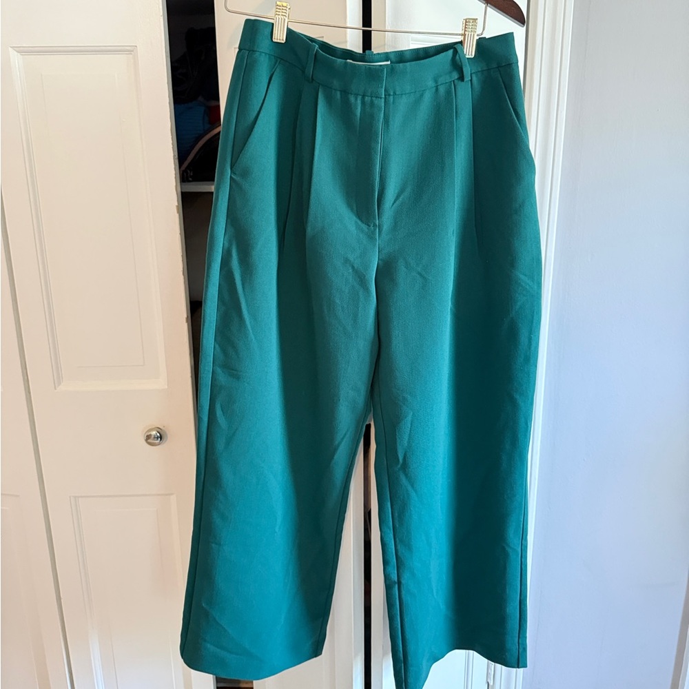 NWT Abercrombie & Fitch Green Sloane Wide-Leg Pants